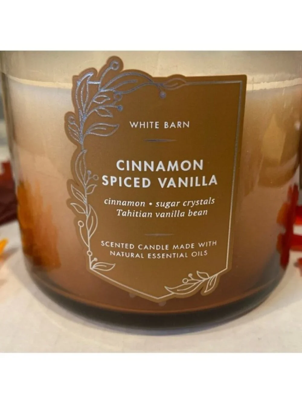 “Cinnamon Spiced Vanilla” Bath & Body Works White Barn NEW 3-Wick Candle
